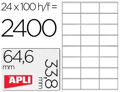 CAJA 100 H. ETIQUETAS BLANCAS ILC 64,6 X 33,8 APLI RF 1263