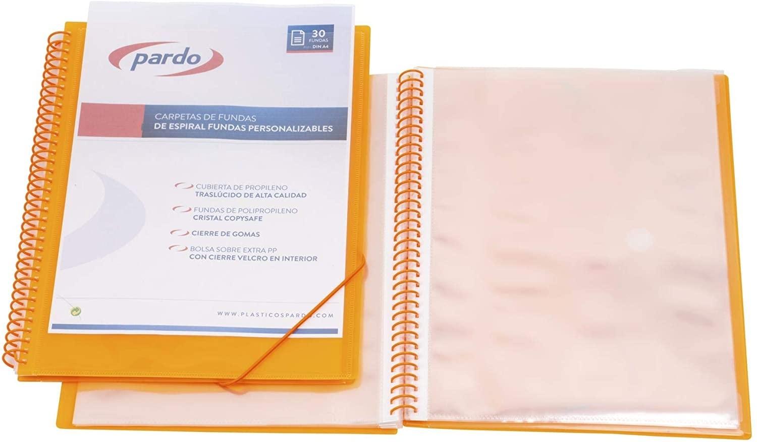 CARPETA 20 FUNDAS ESPIRAL PARDO STUDIO STYLE POLIPROPILENO FOLIO NARANJA