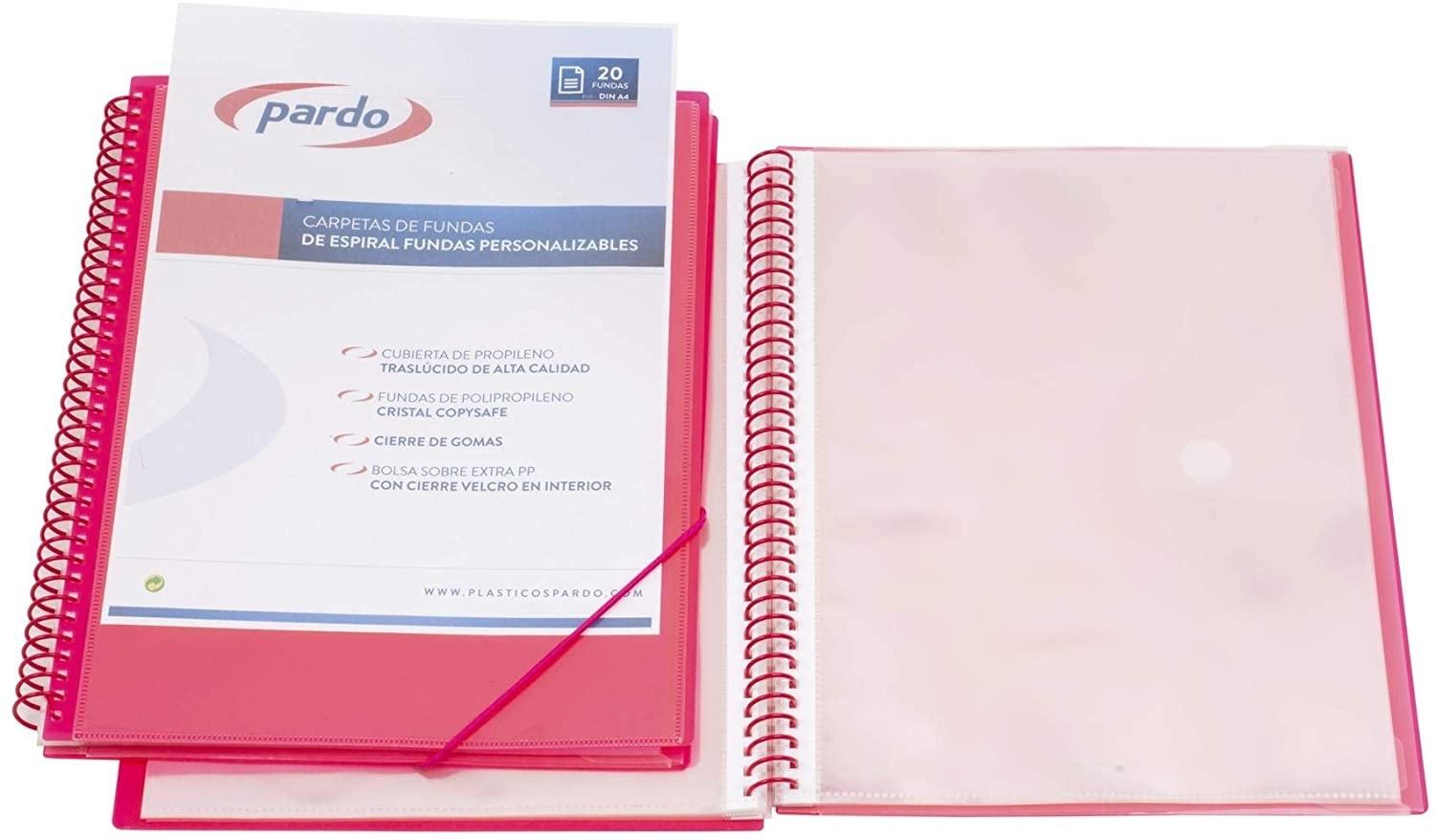 CARPETA 40 FUNDAS ESPIRAL PARDO STUDIO STYLE POLIPROPILENO FOLIO ROSA