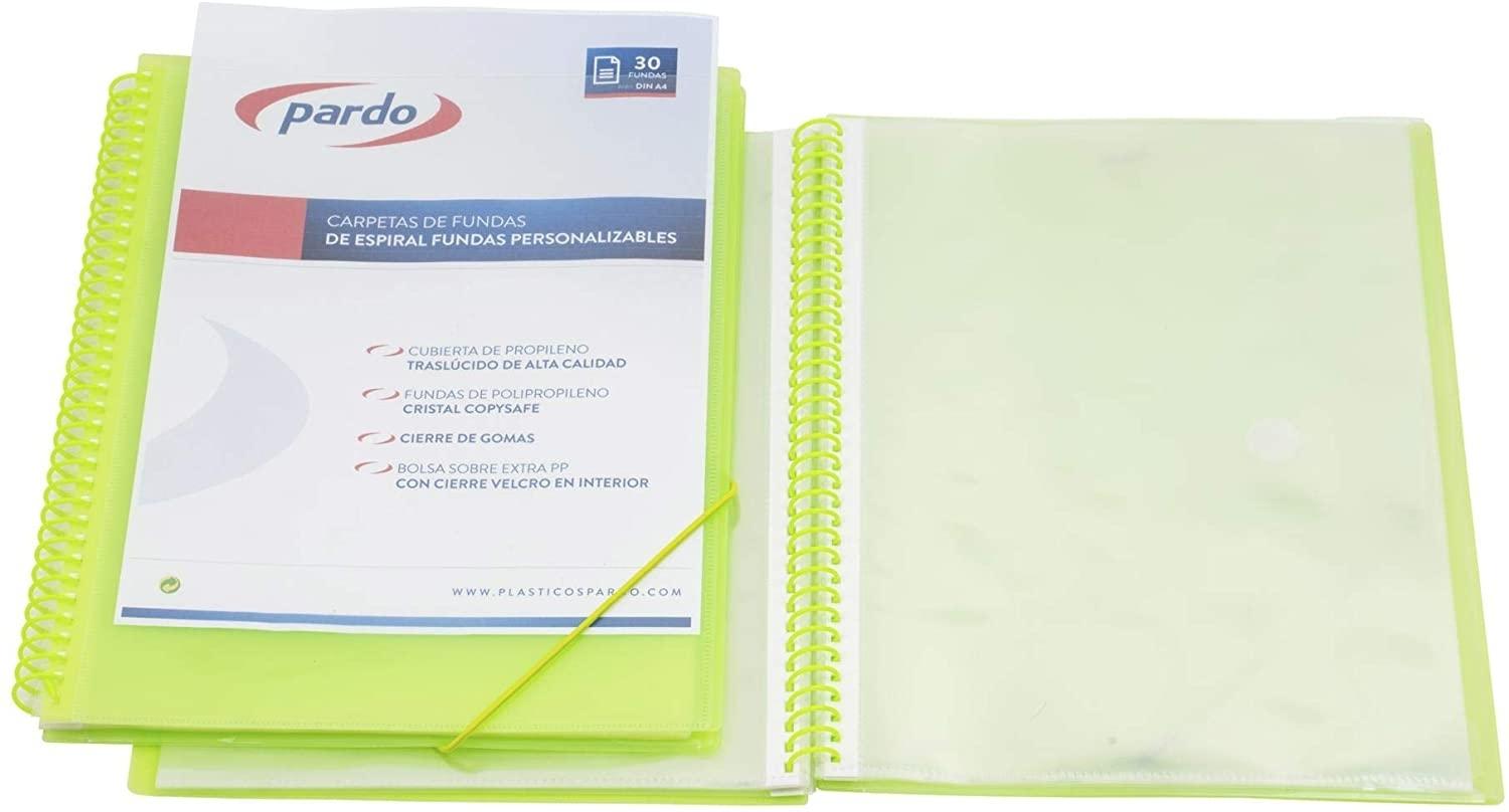 CARPETA 50 FUNDAS ESPIRAL PARDO STUDIO STYLE POLIPROPILENO FOLIO VERDE