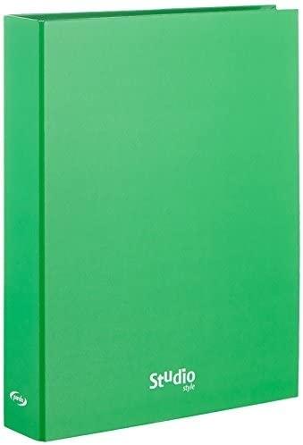 CARPETA CARTON FORRADO 4 ANILLAS DE 25 MM PARDO STUDIO STYLE FOLIO COLOR VERDE BRILLO