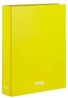CARPETA CARTON FORRADO 4 ANILLAS DE 25 MM PARDO STUDIO STYLE FOLIO COLOR AMARILLO BRILLO