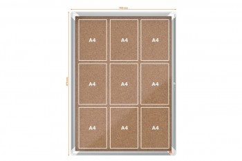 VITRINA NOBO PREMIUM PLUS DE INTERIOR 9 X A4 HOJAS FONDO CORCHO