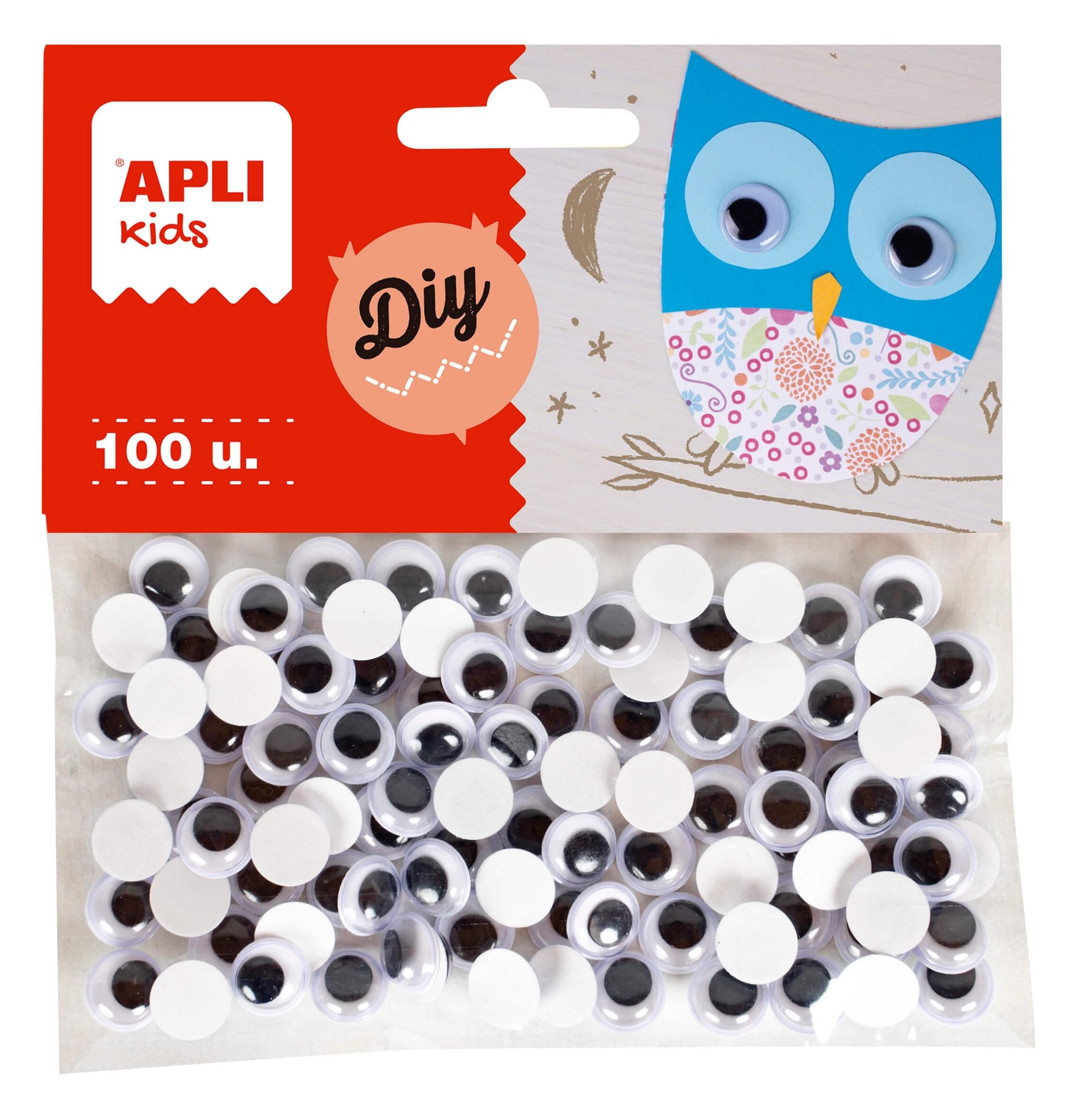 BOLSA 100 UNIDADES OJOS MOVILES REDONDOS 10 MM APLI 18253