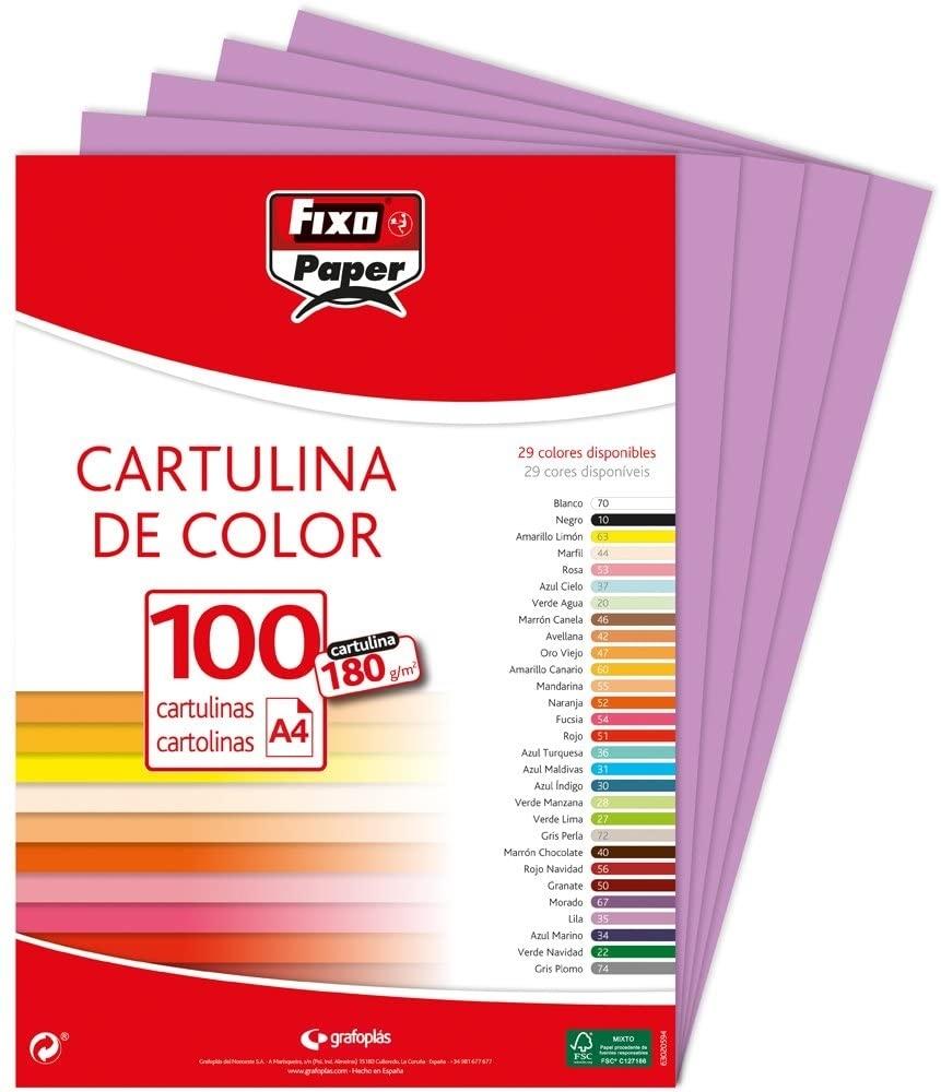 PAQUETE 100 CARTULINAS A-4 LILA 180G/M2 GRAFOPLAS