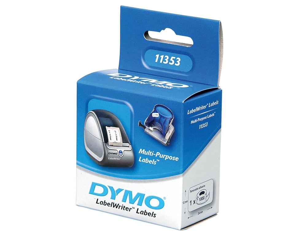 ROLLO 1000 ETIQUETAS ADHESIVAS DYMO LABEL WRITER 11353 - S0722530 TAMAÑO 24X12 MM COLOR BLANCO