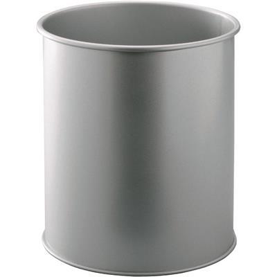 PAPELERA METALICA REDONDA 15 LITROS SMEAD PLATA