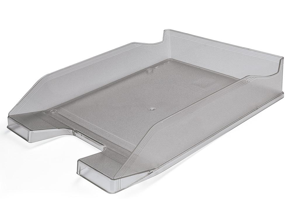 BANDEJA SOBREMESA PLASTICO Q-CONNECT GRIS OSCURO TRANSPARENTE 240X70X340 MM COD 36186