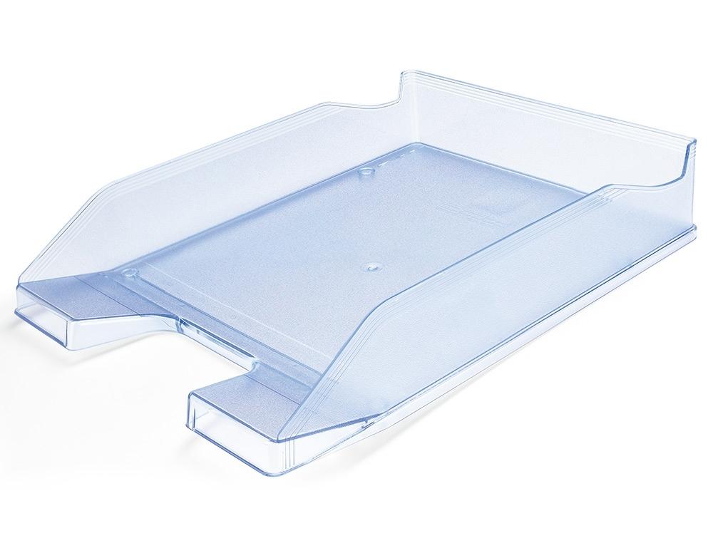 BANDEJA SOBREMESA PLASTICO Q-CONNECT AZUL CLARO TRANSPARENTE 240X70X340 MM COD 36189