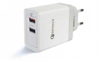 CARGADOR EIGHTT USB QUALCOOM 3.0 18W PARA SMARTPHONE Y TABLET 2 PUERTOS (5V 3A, 9V 2A, 12V 1,5A)
