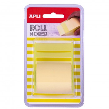 ROLLO DISPENSADOR DE NOTA ADHESIVA 50 MM X 8 M COLOR AMARILLO PASTEL APLI RF 18190