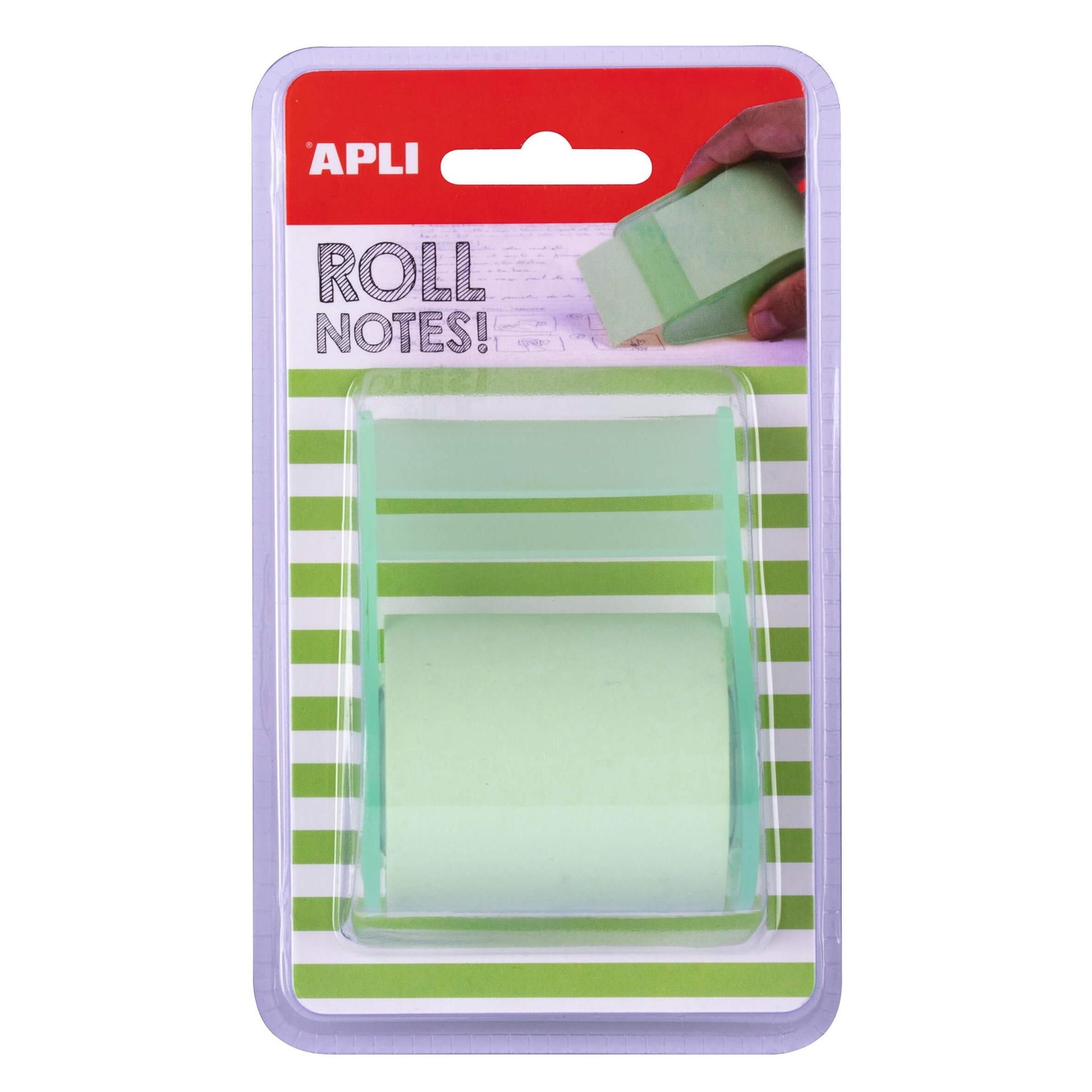 ROLLO DISPENSADOR DE NOTA ADHESIVA 50 MM X 8 M COLOR VERDE PASTEL APLI RF 18191