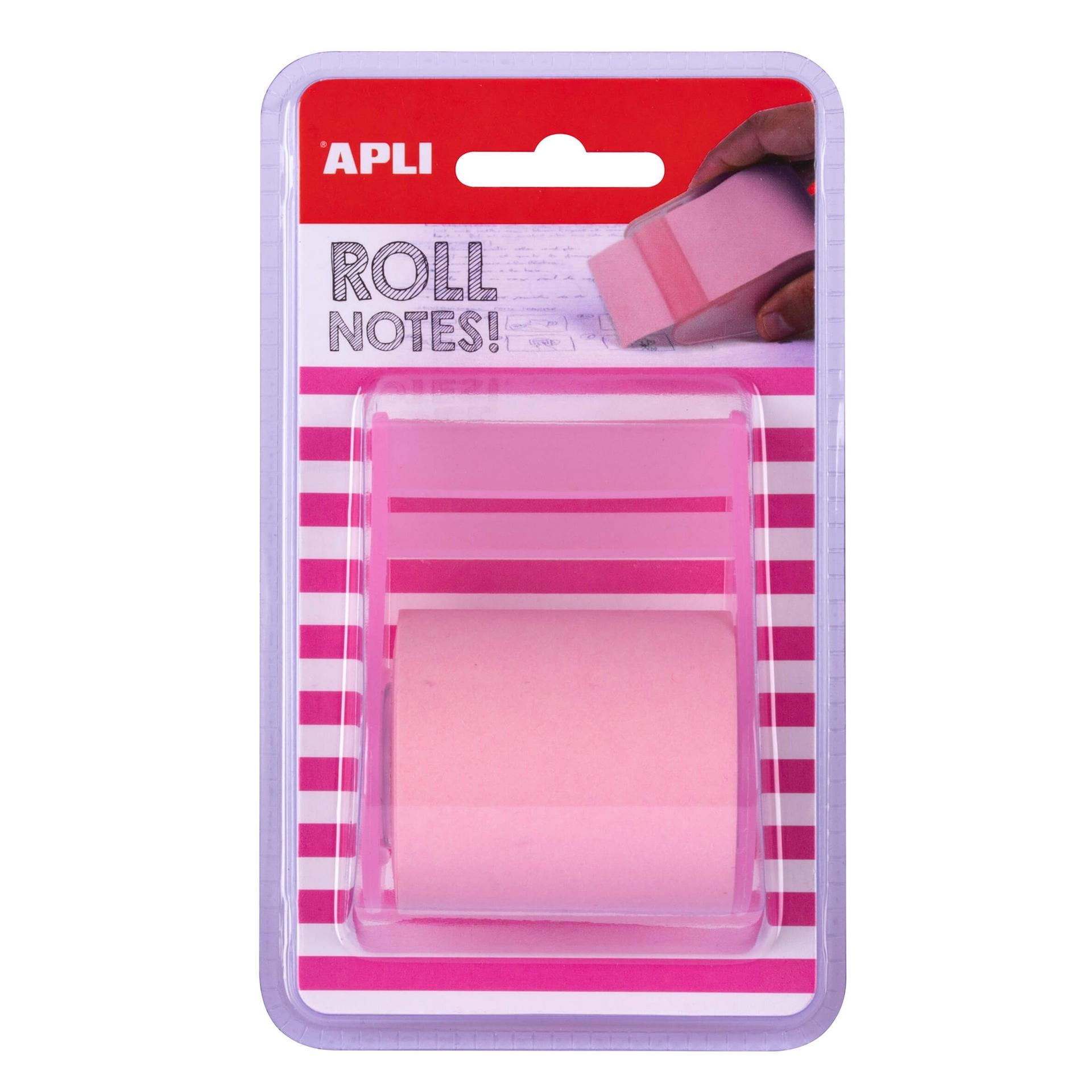 ROLLO DISPENSADOR DE NOTA ADHESIVA 50 MM X 8 M COLOR ROSA PASTEL APLI RF 18192