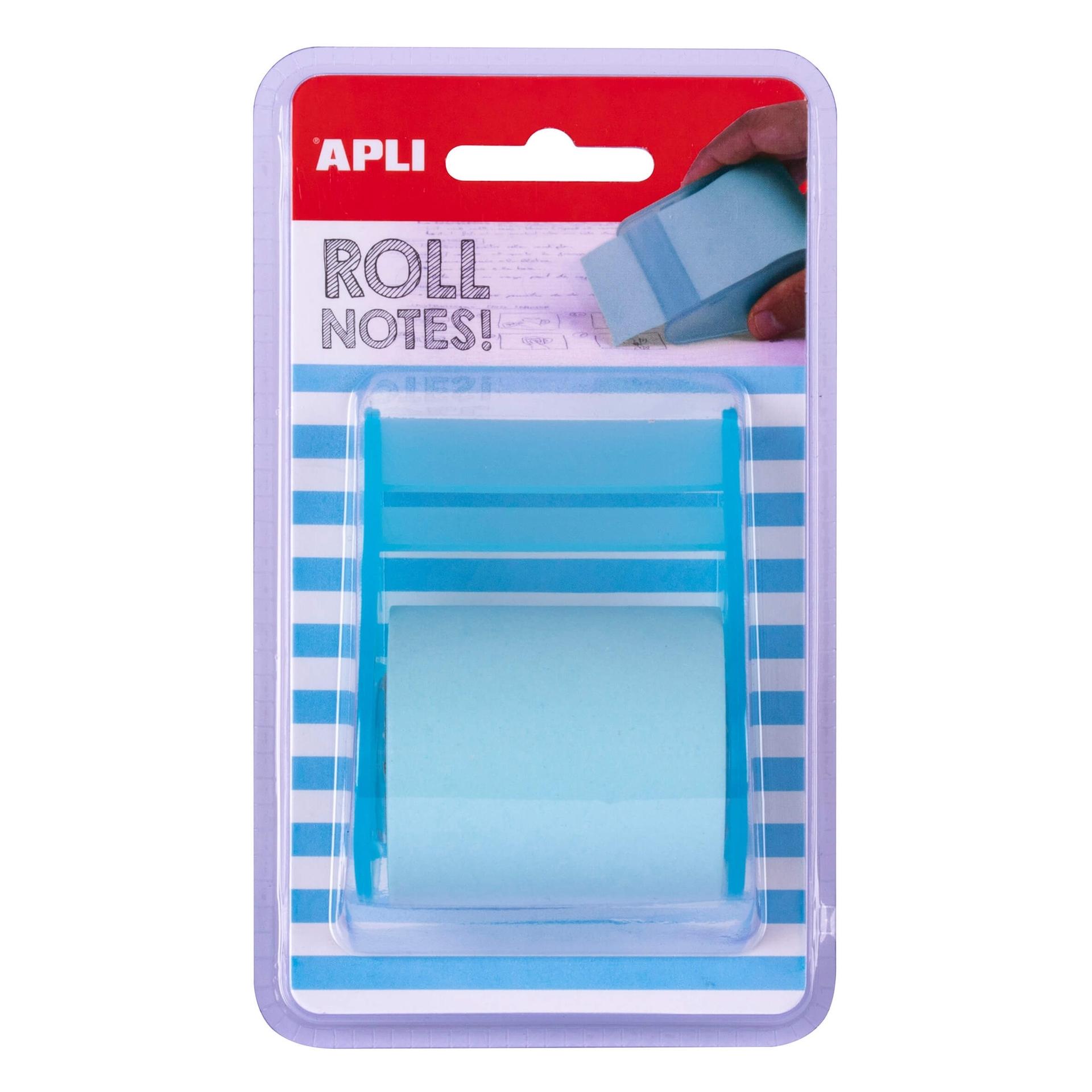 ROLLO DISPENSADOR DE NOTA ADHESIVA 50 MM X 8 M COLOR AZUL PASTEL APLI RF 18193