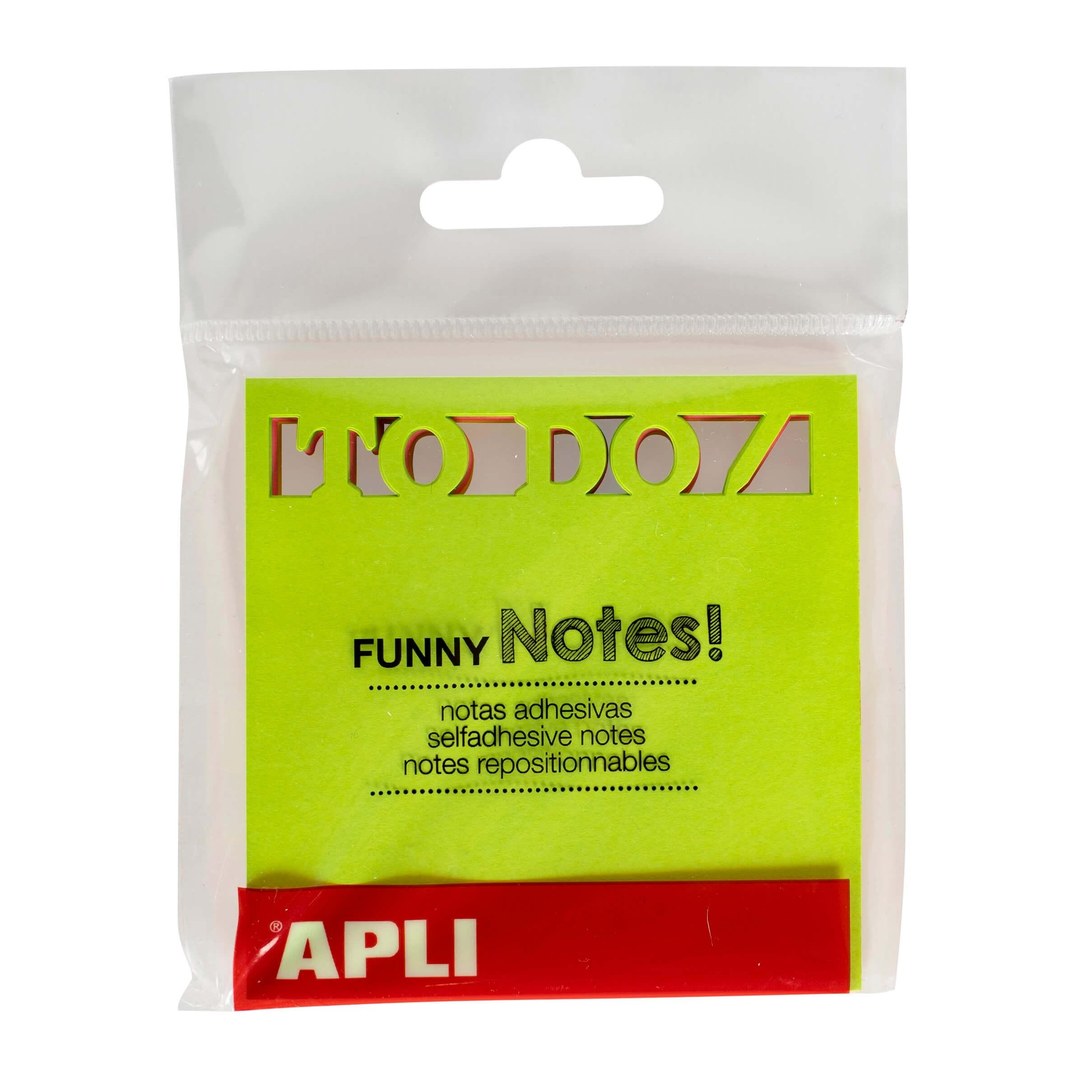 NOTAS ADHESIVAS TROQUELADO TO DO 75 X 75 MM BLOC DE 75 HOJAS 3 COLORES SURTIDOS FLUORESCENTES APLI RF 18338