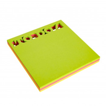 NOTAS ADHESIVAS TROQUELADO TO DO 75 X 75 MM BLOC DE 75 HOJAS 3 COLORES SURTIDOS FLUORESCENTES APLI RF 18338
