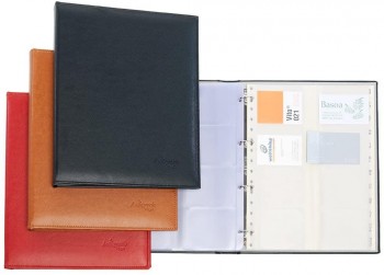 TARJETERO AUTOGRAPH FOLIO CUATRO ANILLAS PARDO COLOR BURDEOS