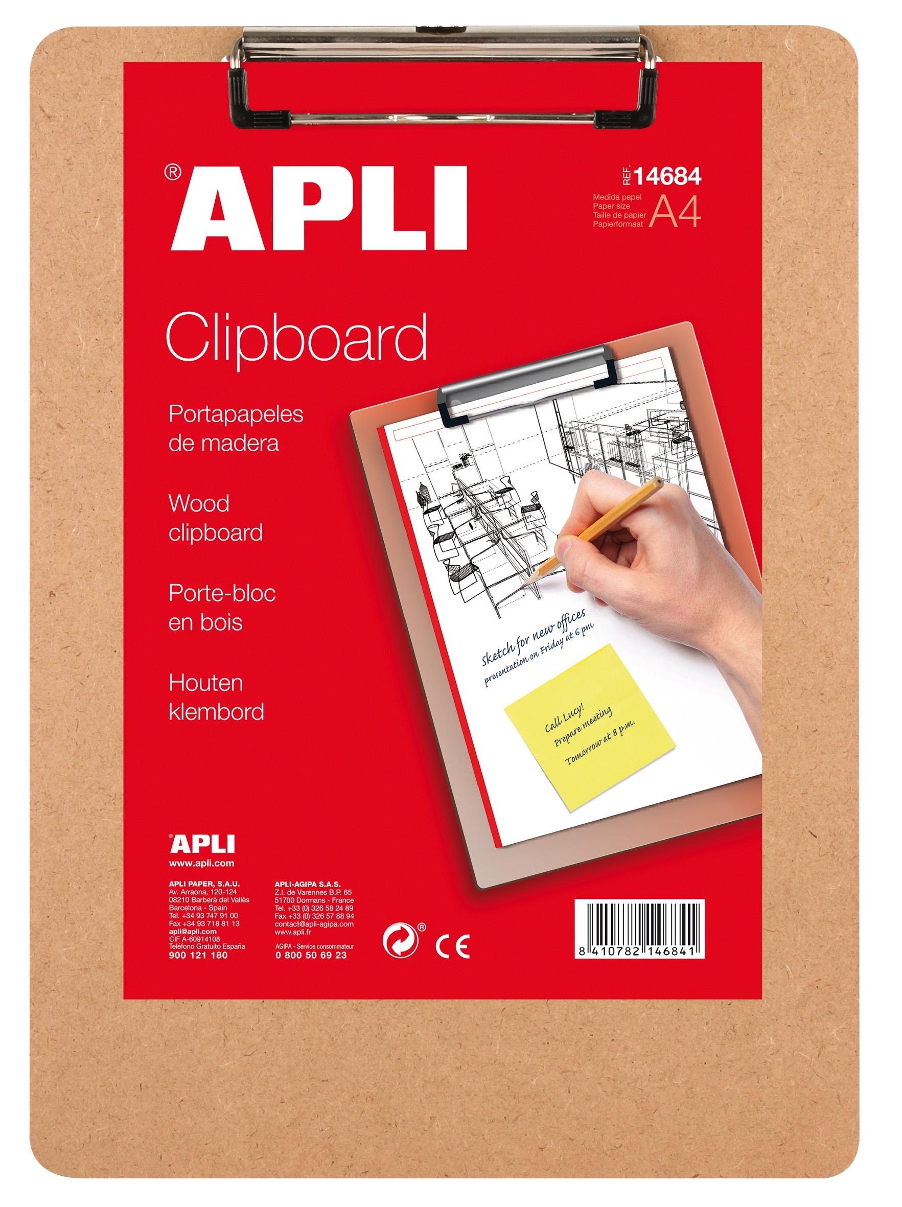 CARPETA MADERA CON PINZA SUPERIOR A4 CLIPBOARD APLI 14684