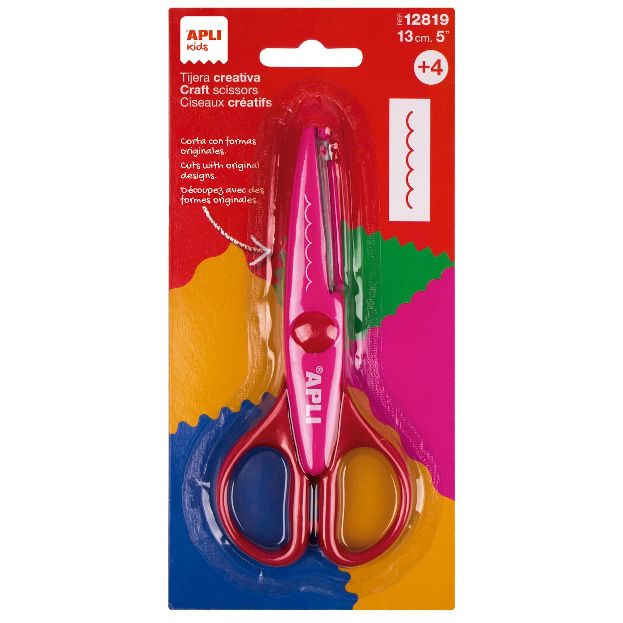TIJERA CREATIVA DENTADA ROSA 13CM APLI 12819