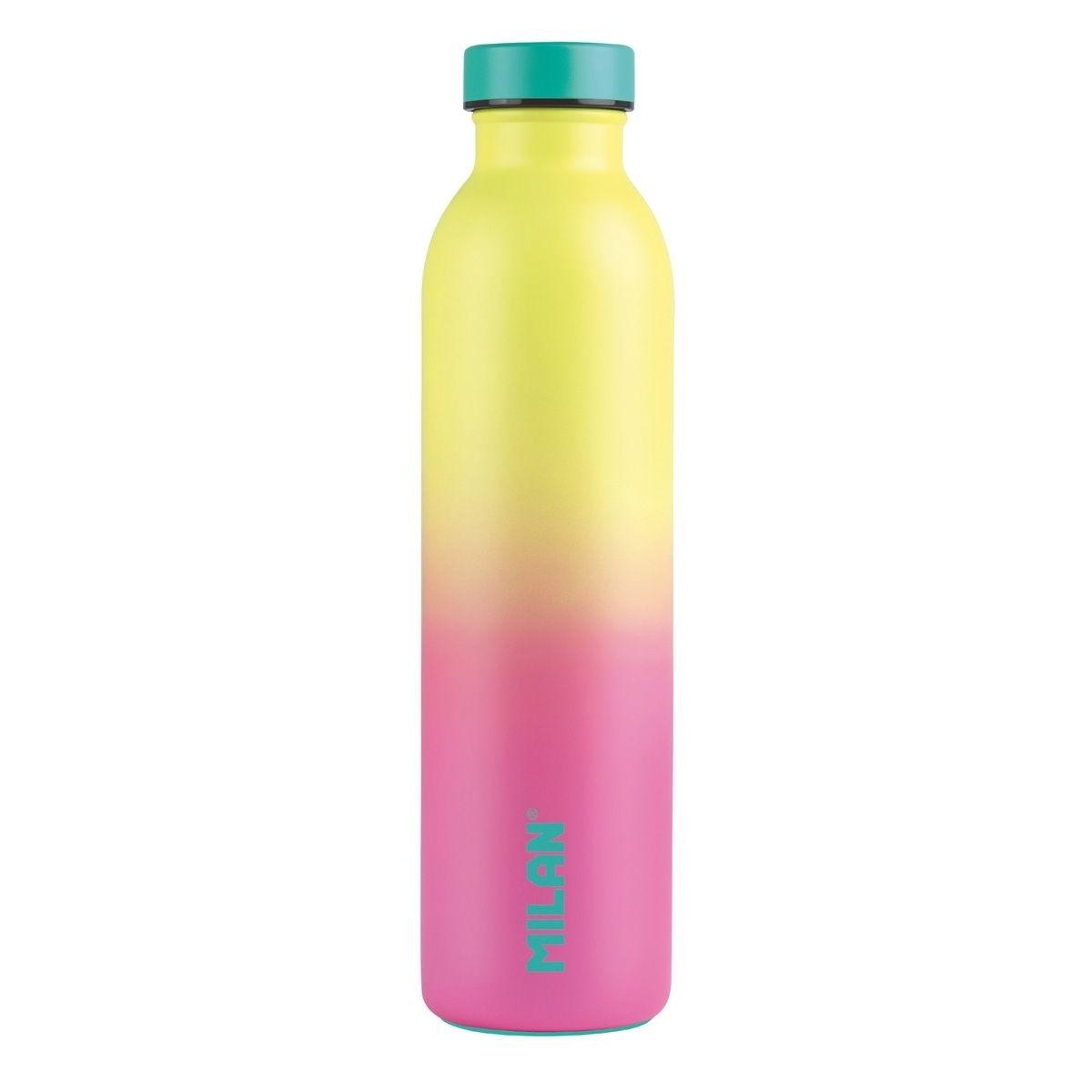 BOTELLA ISOTERMICA MILAN DE ACERO INOXIDABLE 591 ML SERIE SUNSET ROSA - AMARILLO
