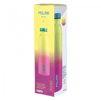 BOTELLA ISOTERMICA MILAN DE ACERO INOXIDABLE 591 ML SERIE SUNSET ROSA - AMARILLO