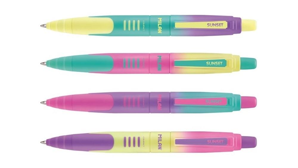 BOLIGRAFO MILAN COMPACT SUNSET RETRACTIL TINTA AZUL PUNTA 1 MM COLORES SURTIDOS