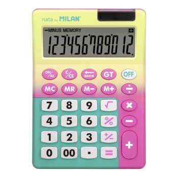 BLISTER CALCULADORA MILAN 12 DIGITOS SUNSET AMARILLO - ROSA