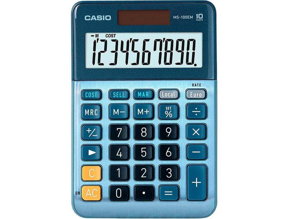 CALCULADORA CASIO MS-100EM 10 DIGITOS COLOR AZUL