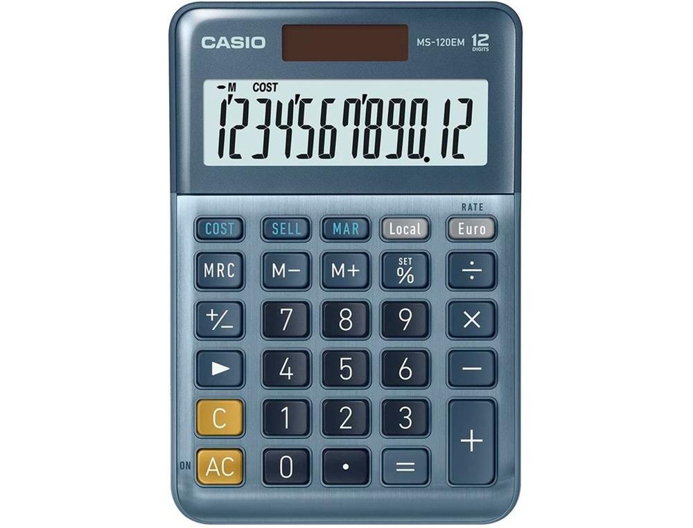 CALCULADORA CASIO MS-120EM 12 DIGITOS COLOR AZUL