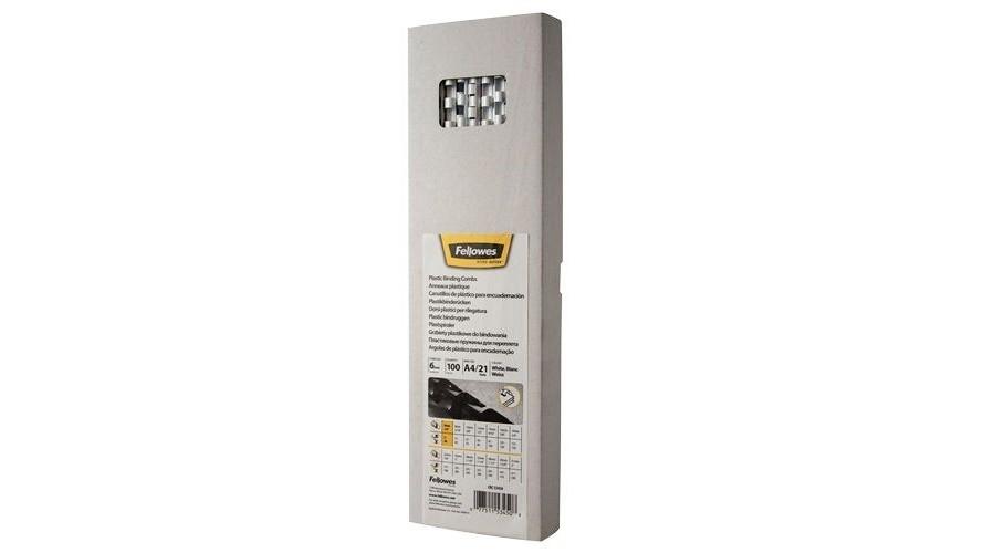 CAJA 100 CANUTILLOS DE PLASTICO BLANCO REDONDOS Nº 6 FELLOWES