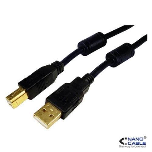 CABLE USB NANOCABLE 2.0 IMPRESORA CON FERRITA TIPO A/M-B/M 5 M COLOR NEGRO
