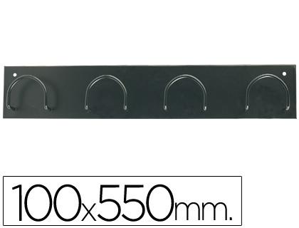PERCHERO METALICO 611 PARED 4 COLGADORES COLOR NEGRO 55X10X5 CM COD 23262