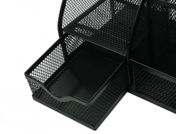 ORGANIZADOR SOBREMESA Q-CONNECT KF17295 METALICO CURVO REJILLA NEGRA CON 5 DEPARTAMENTOS 220X140X130 MM COD 153571