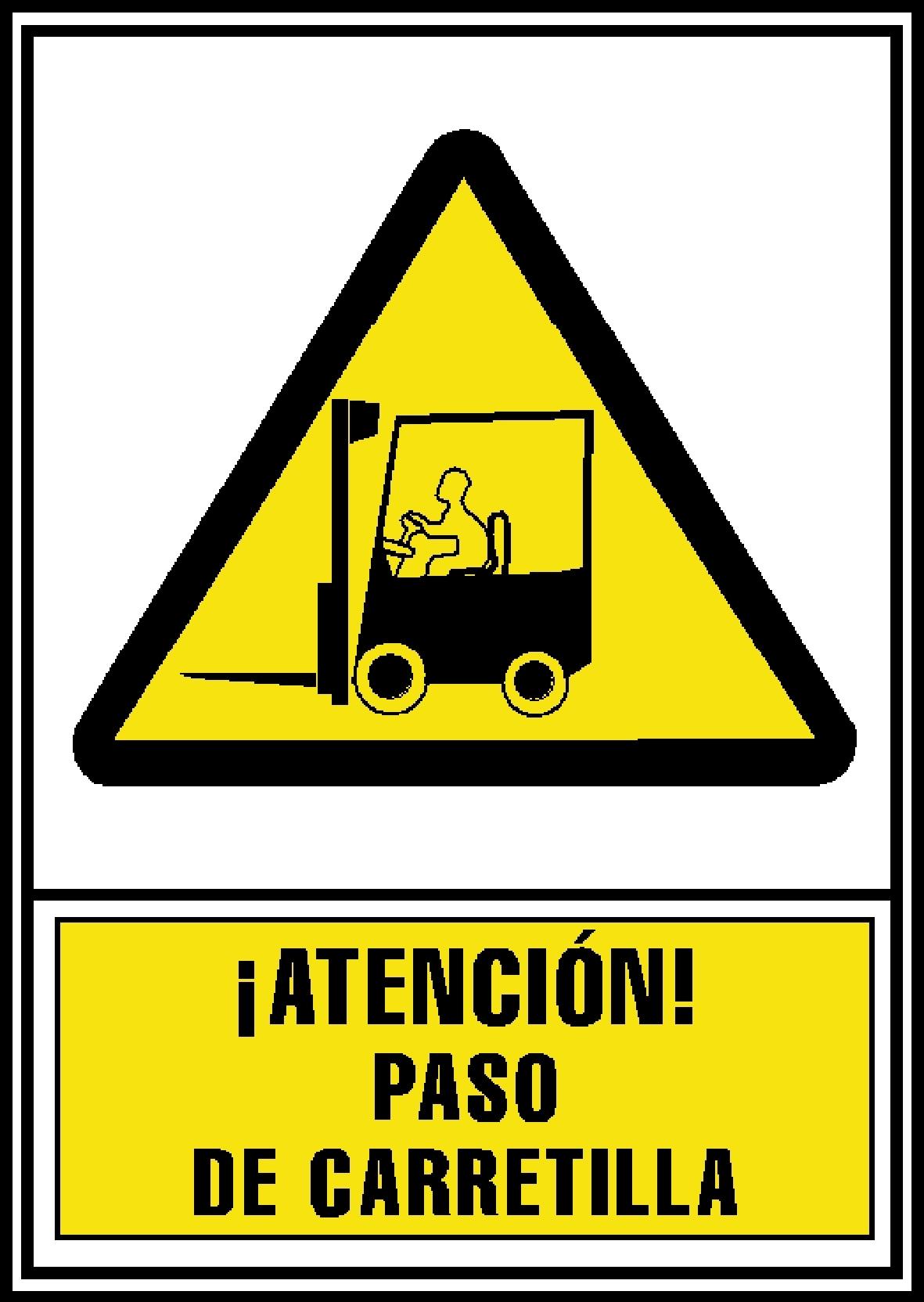 SEÑAL DE ADVERTENCIA "ATENCION PASO DE CARRETILLA" EN PVC A4 210 X 297 MM ARCHIVO 2000