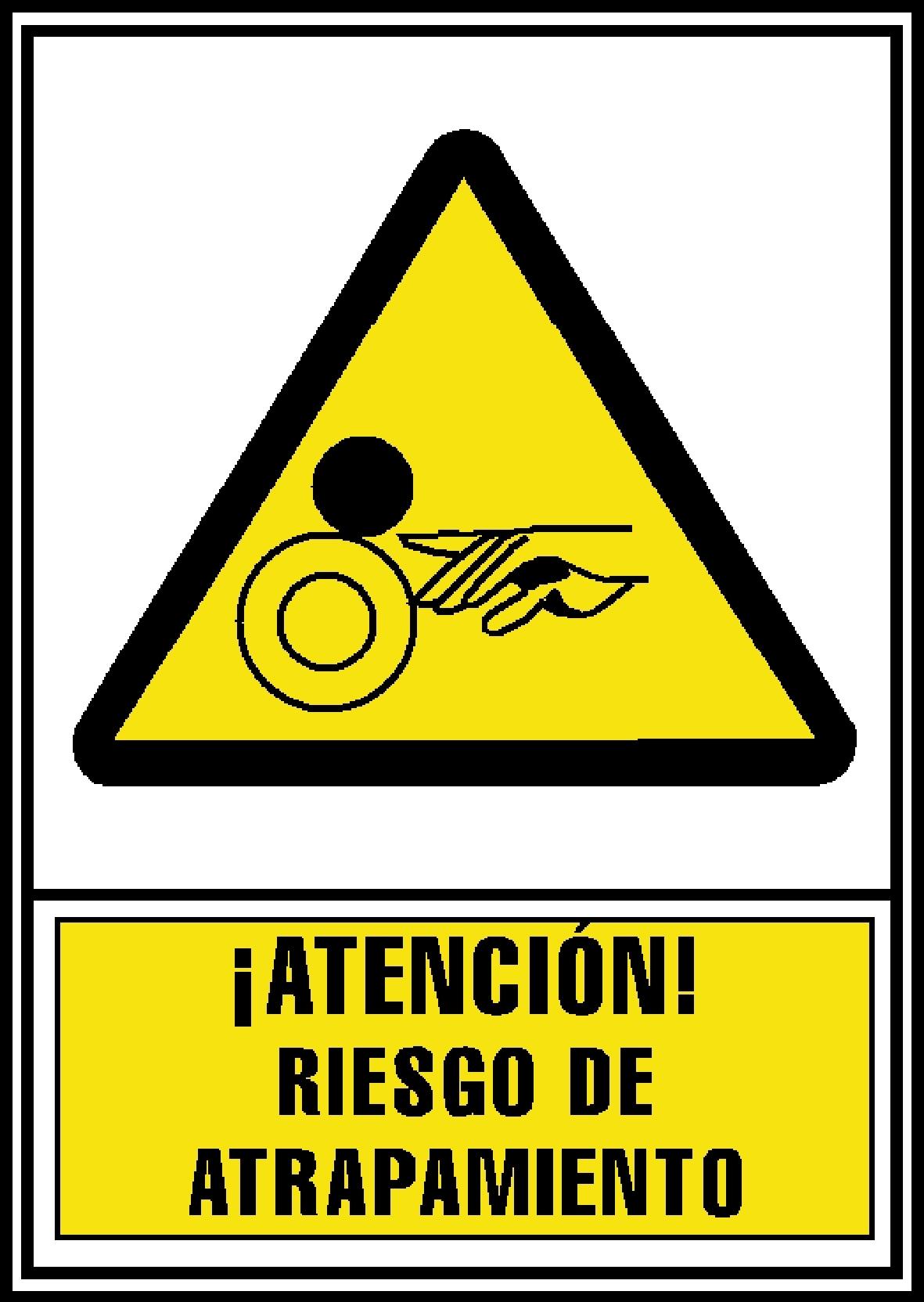 SEÑAL DE ADVERTENCIA "ATENCION RIESGO DE ATRAPAMIENTO" EN PVC A4 210 X 297 MM ARCHIVO 2000