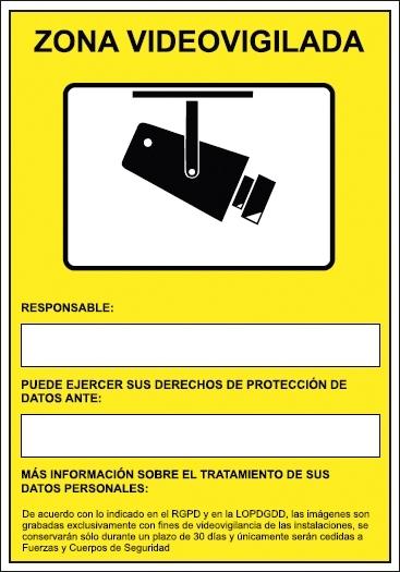 SEÑAL DE ADVERTENCIA "ZONA VIDEOVIGILADA" EN PVC A4 210 X 297 MM ARCHIVO 2000