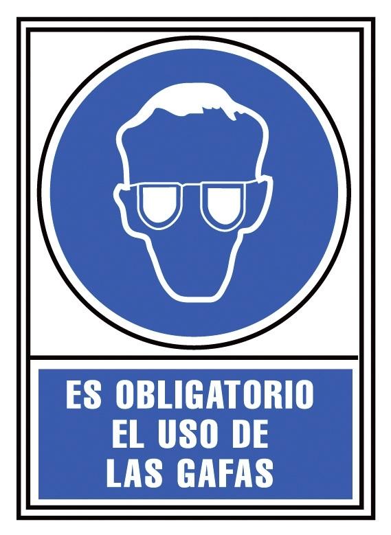 SEÑAL "OBLIGATORIO USO DE GAFAS" EN PVC A4 210 X 297 MM ARCHIVO 2000