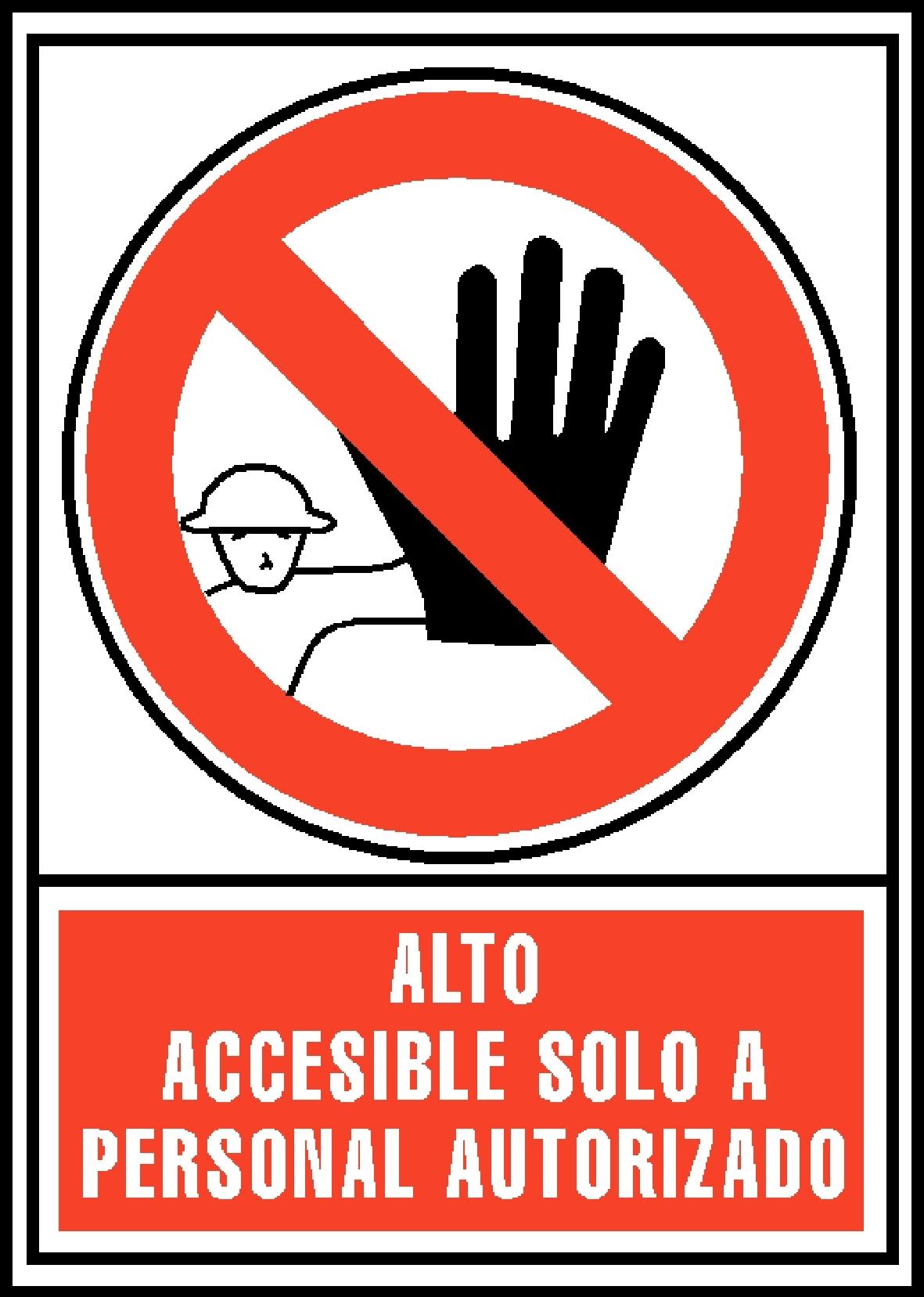SEÑAL "ALTO ACCESIBLE SOLO A PERSONAL AUTORIZADO" EN PVC A4 210 X 297 MM ARCHIVO 2000