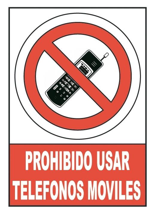 SEÑAL "PROHIBIDO USAR TELEFONOS MOVILES" EN PVC A4 210 X 297 MM ARCHIVO 2000