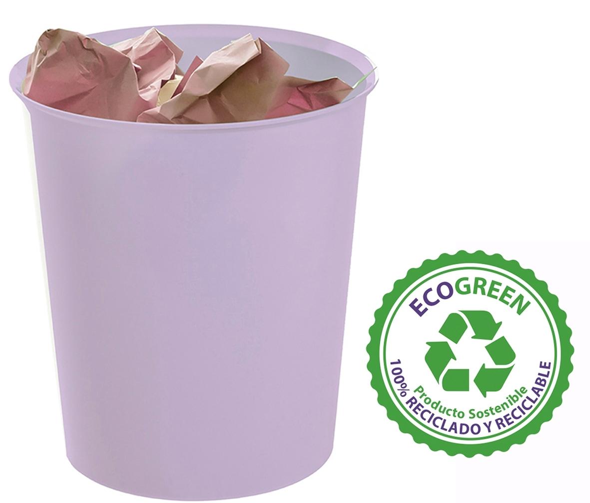 PAPELERA ARCHIVO 2000 18 LITROS PLASTICO RECICLADO COLOR MALVA PASTEL
