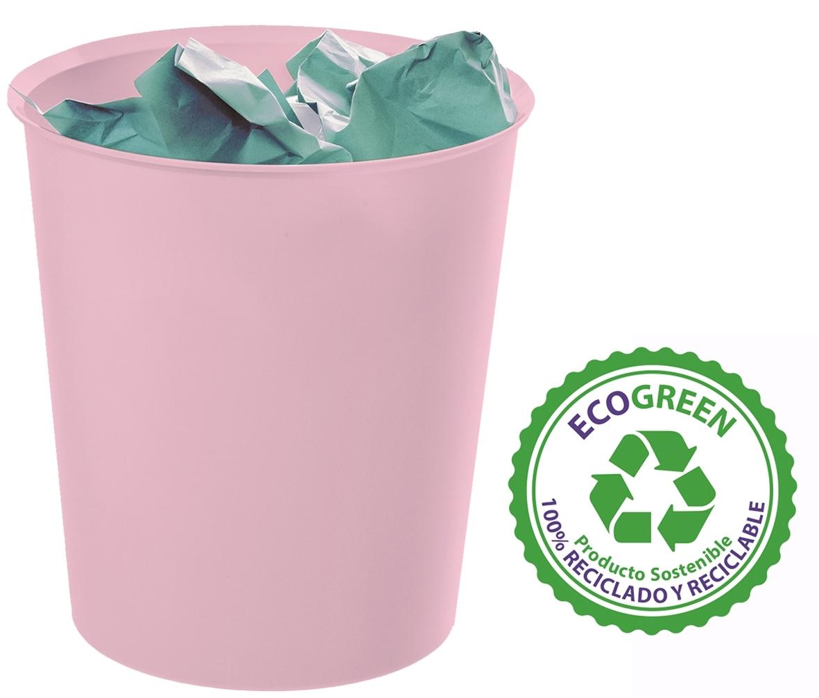 PAPELERA ARCHIVO 2000 18 LITROS PLASTICO RECICLADO COLOR ROSA PASTEL