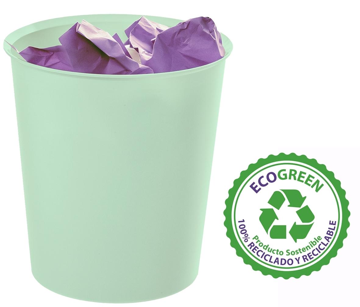 PAPELERA ARCHIVO 2000 18 LITROS PLASTICO RECICLADO COLOR VERDE PASTEL