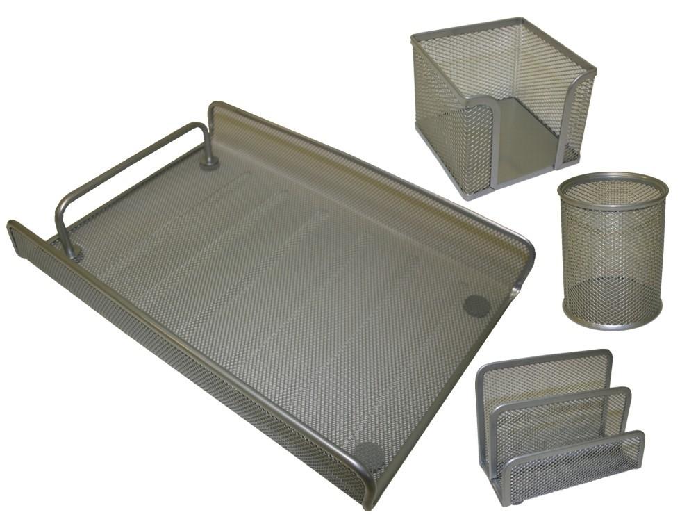 SET OFICINA 4 PIEZAS REJILLA COLOR GRIS