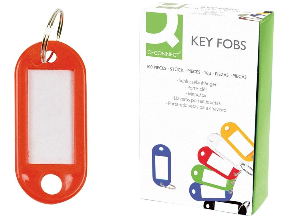 LLAVERO PORTAETIQUETAS Q-CONNECT EXPOSITOR DE 100 UNIDADES ROJO COD 34238