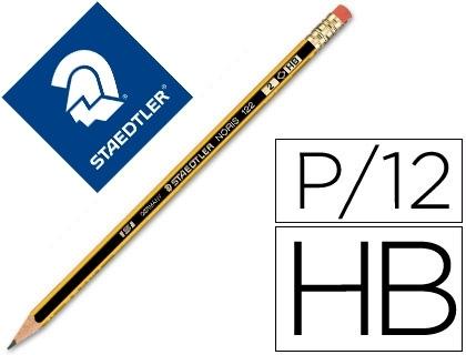 LAPIZ GRAFITO CON GOMA STAEDTLER 122 NORIS Nº 2 DUREZA HB
