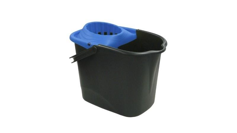 CUBO RECTANGULAR 15 L NEO ELEGANCE NEGRO CON ESCURRIDOR AZUL