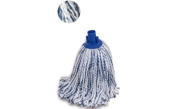 FREGONA DE HILOS DE MICROFIBRA Y ALGODON COLOR BLANCO / AZUL