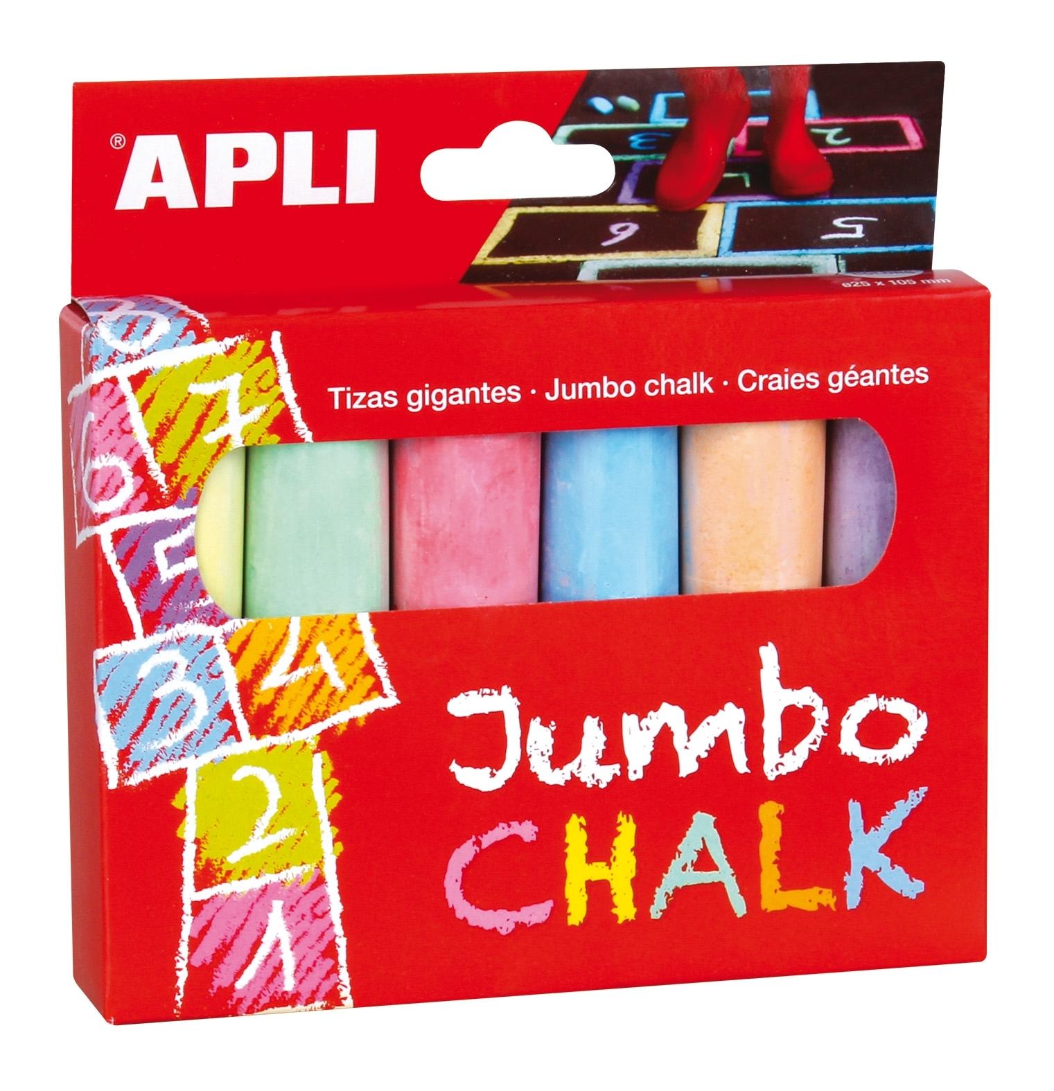 CAJA 6 UNIDADES TIZAS JUMBO COLORES SURTIDOS APLI PARA SUELO