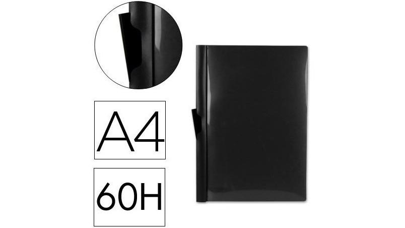 CARPETA DISPLAST DOSSIER PINZA LATERAL POLIPROPILENO DIN A4 NEGRO 60 HOJAS PINZA DESLIZANTE
