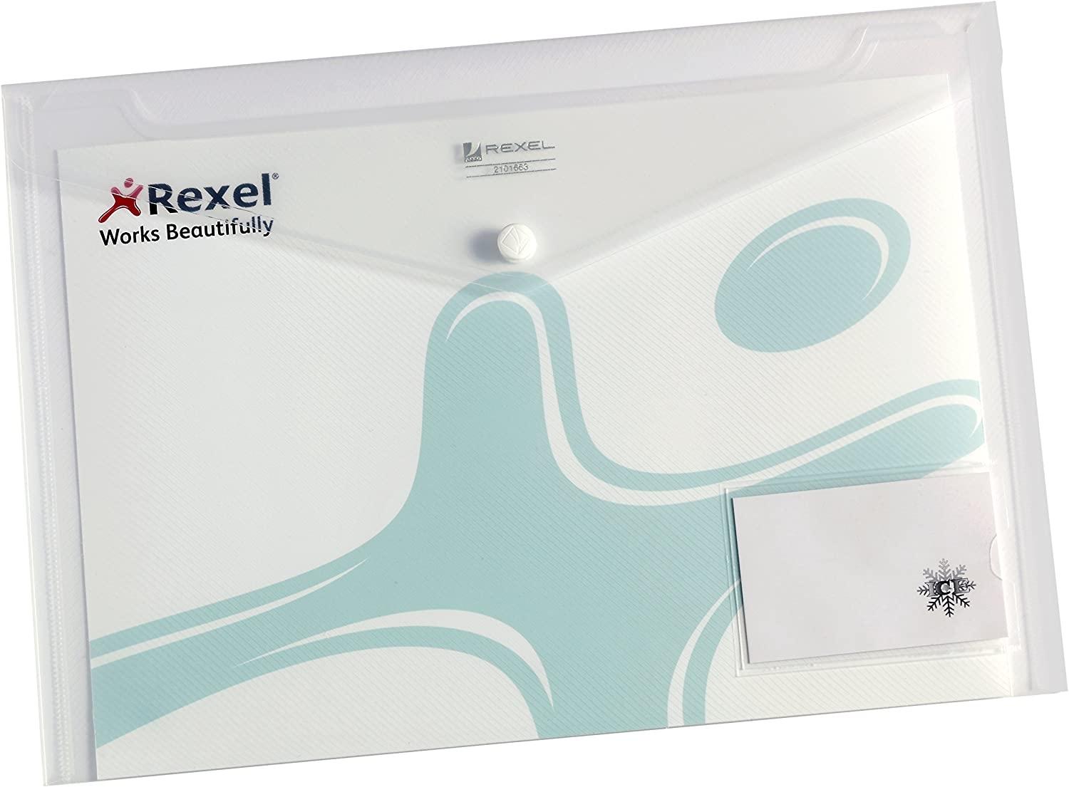 PACK 5 SOBRES TRANSPARENTES REXEL ICE DIN A4 CON BOLSILLO TARJETA